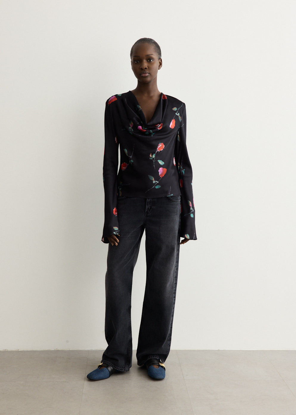 Printed Satin Blouse