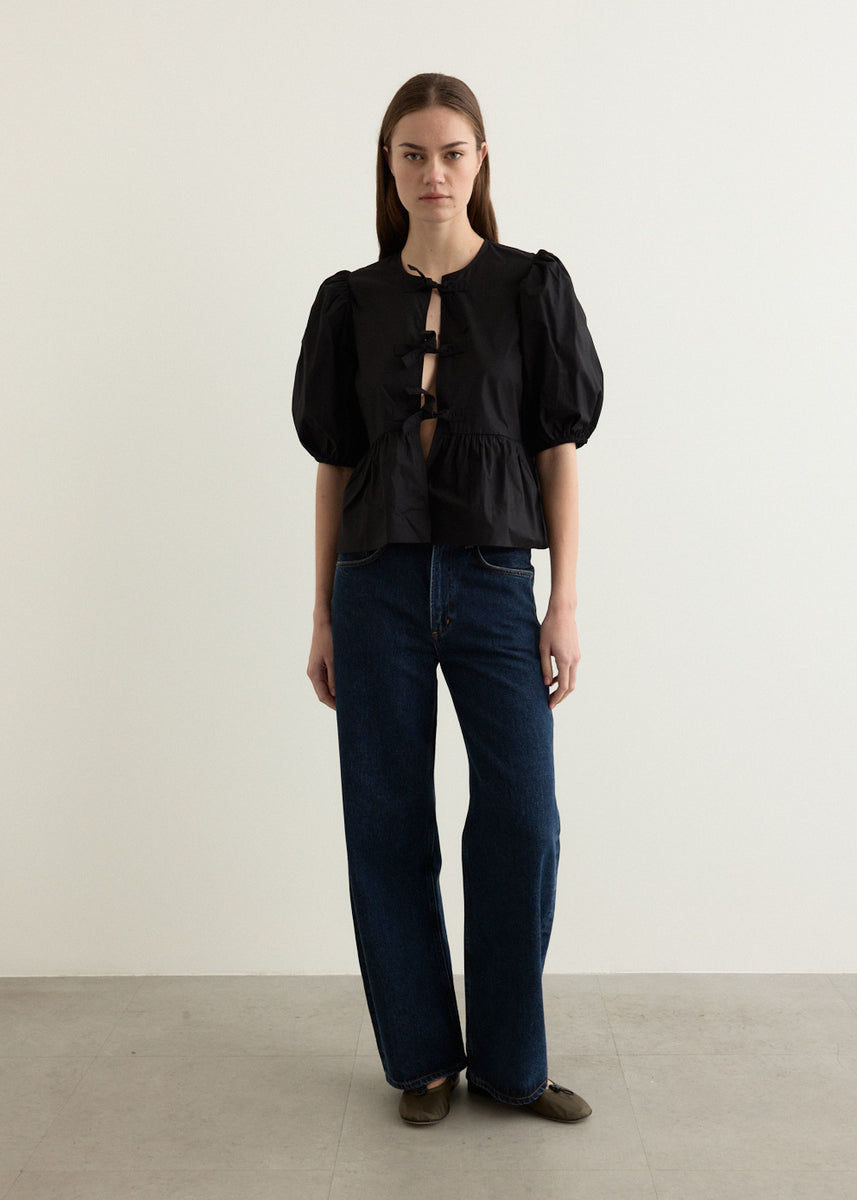 Cotton Poplin Peplum Blouse