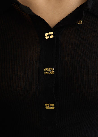 Mini Ribbed Merino Polo