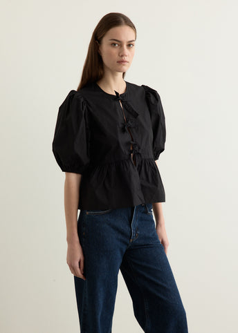 Cotton Poplin Peplum Blouse
