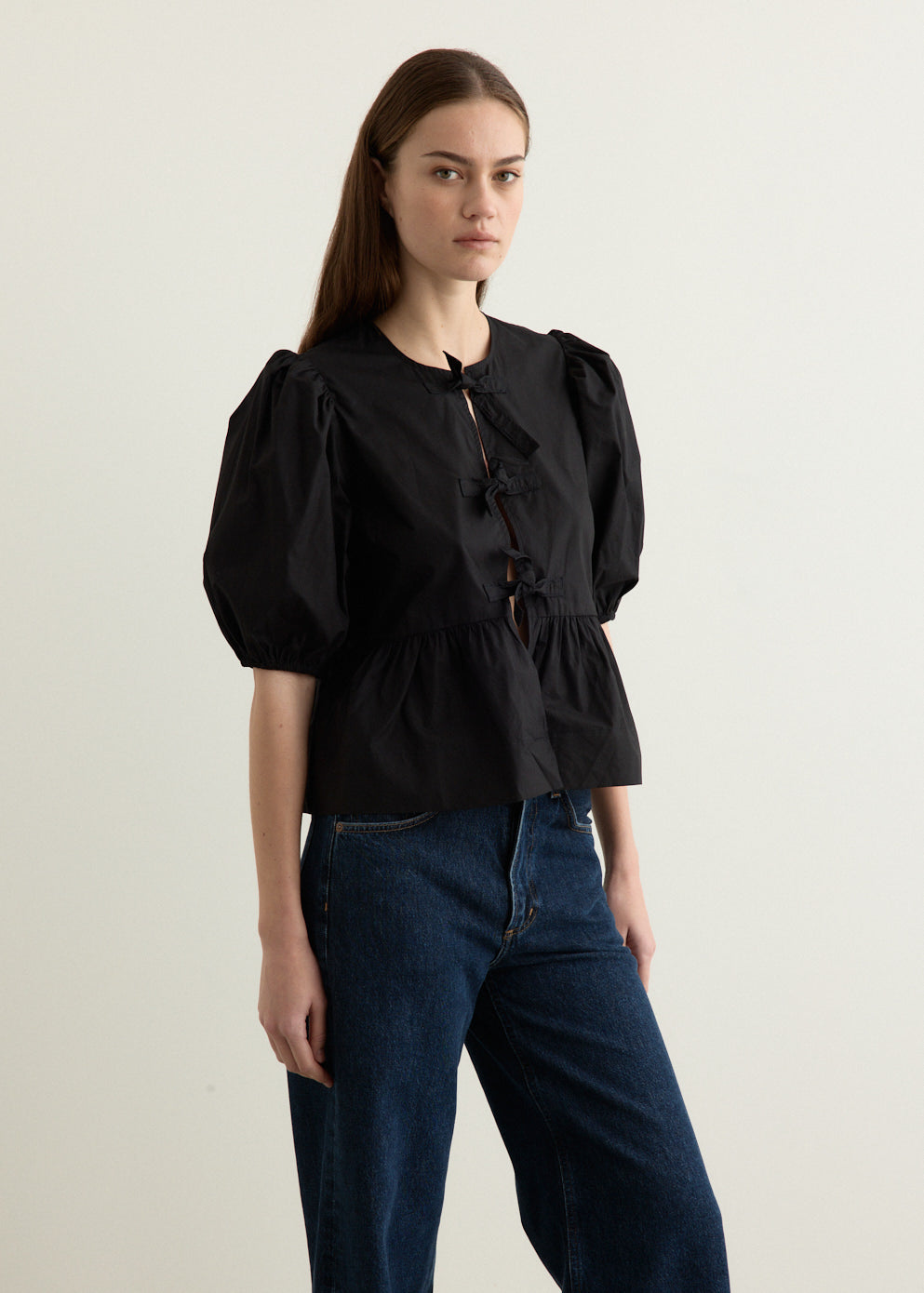 GANNI ブラウス Cotton Poplin Peplum Blouse Amazon.com: Ganni, Cotton Poplin Peplum Blouse, 40 (8-10