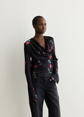 Printed Satin Blouse