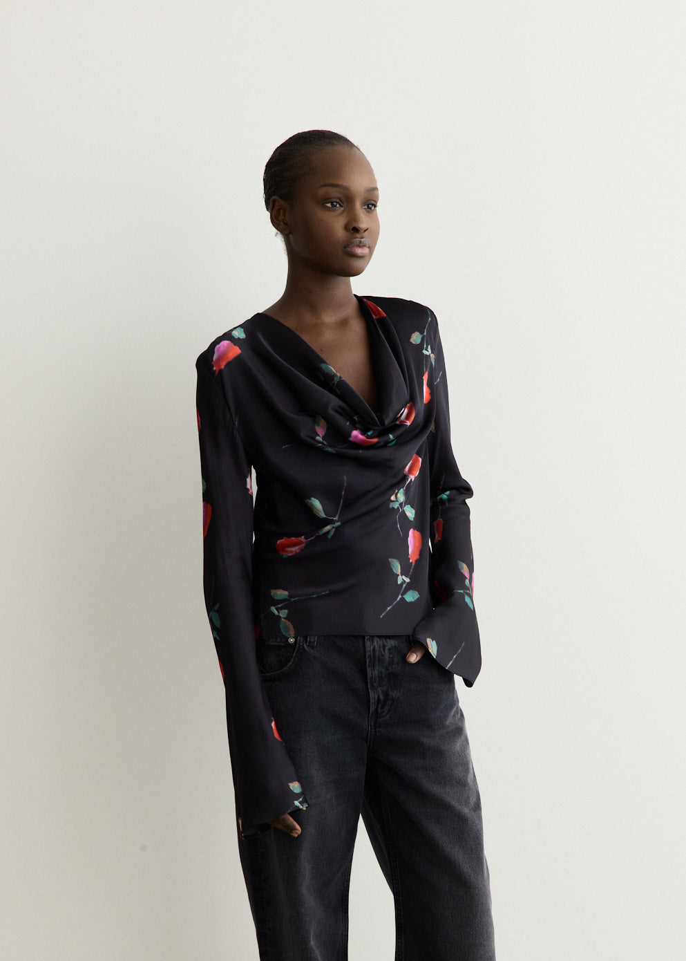 Printed Satin Blouse