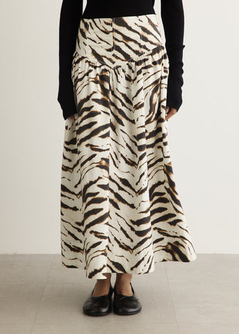 Printed Stretch Cotton Long Skirt