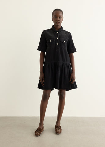 ganni cult denim mini dress Ganni Crinkled Future Denim Mini Dress