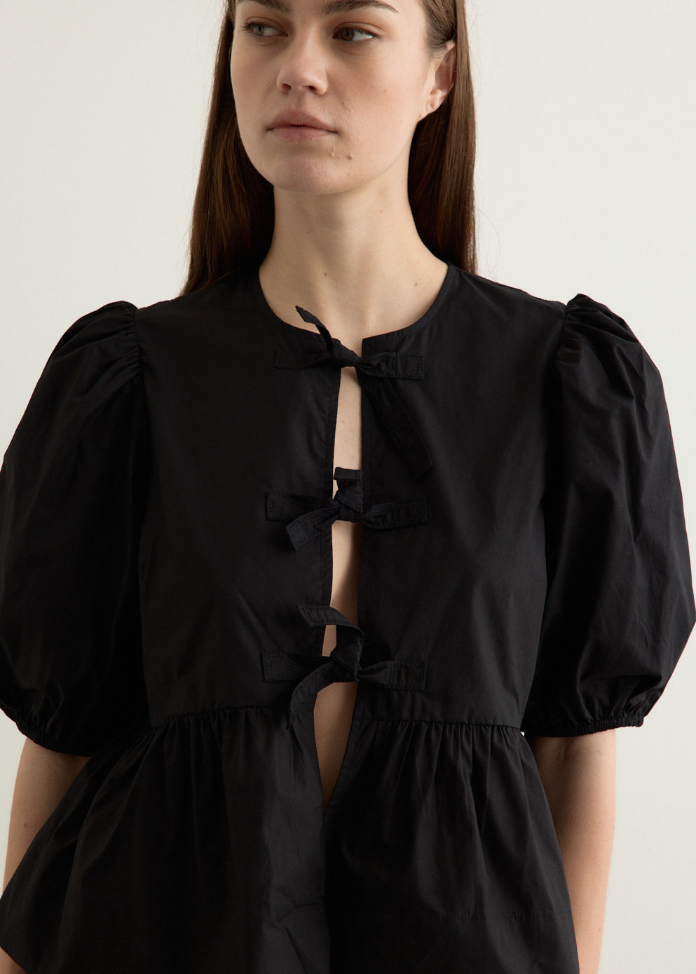 Cotton Poplin Peplum Blouse
