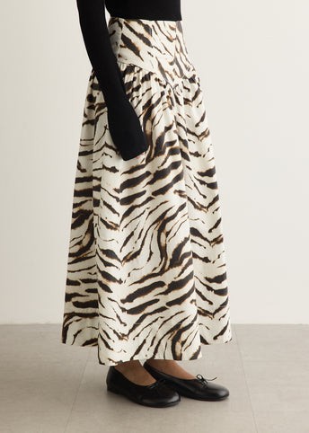 Printed Stretch Cotton Long Skirt