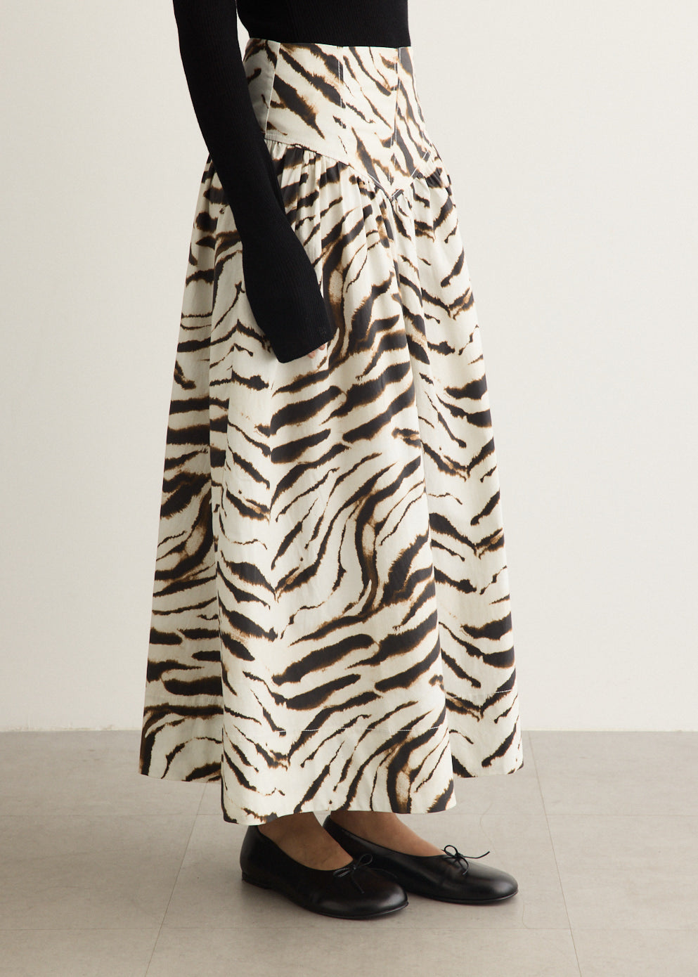 Printed Stretch Cotton Long Skirt
