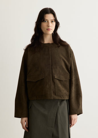 Suede Utility Cocoon Bomber