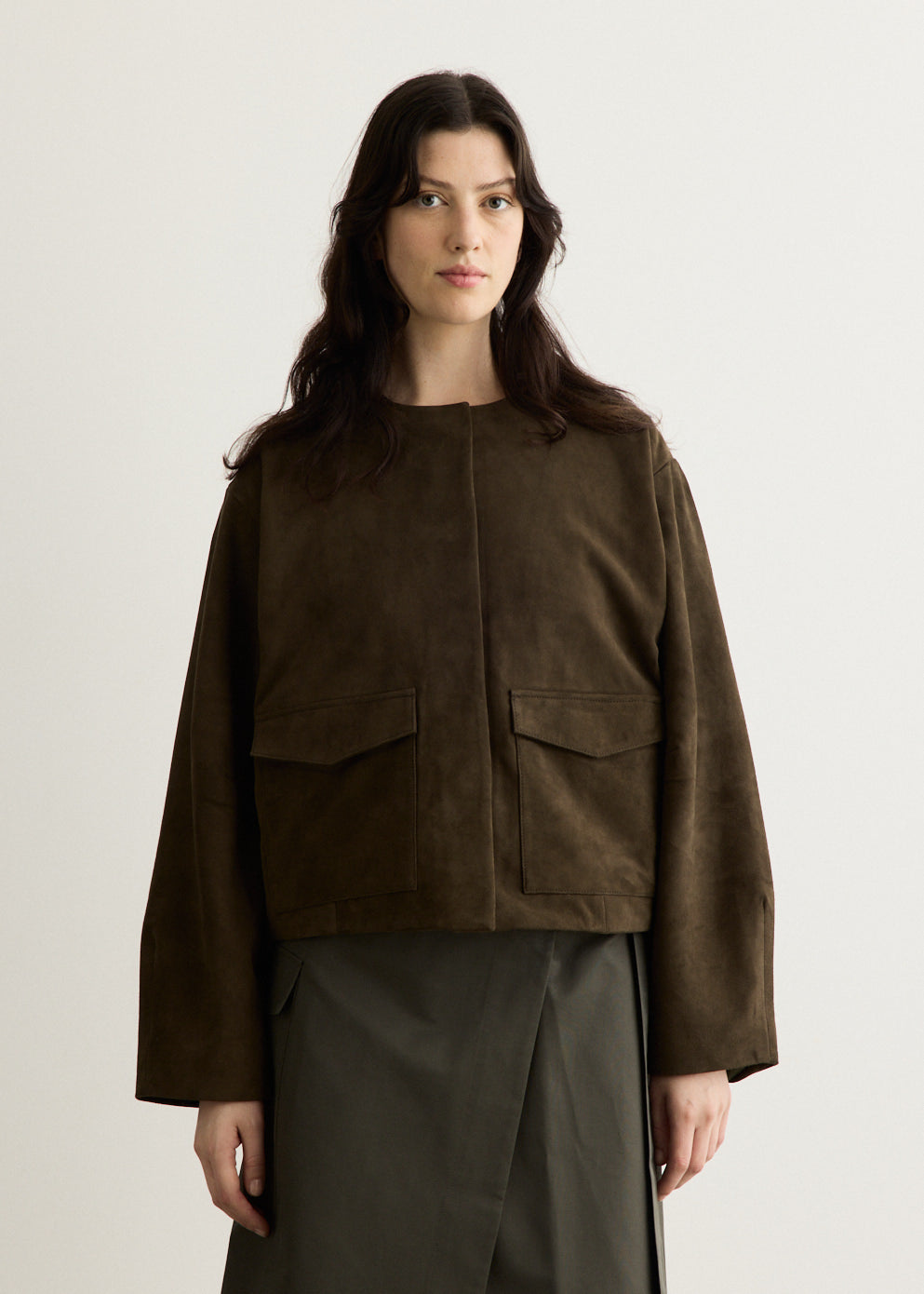 Suede Utility Cocoon Bomber