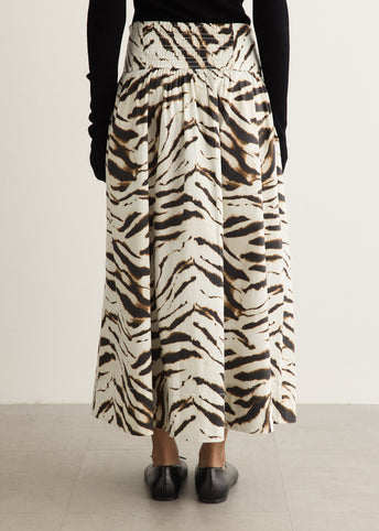 Printed Stretch Cotton Long Skirt