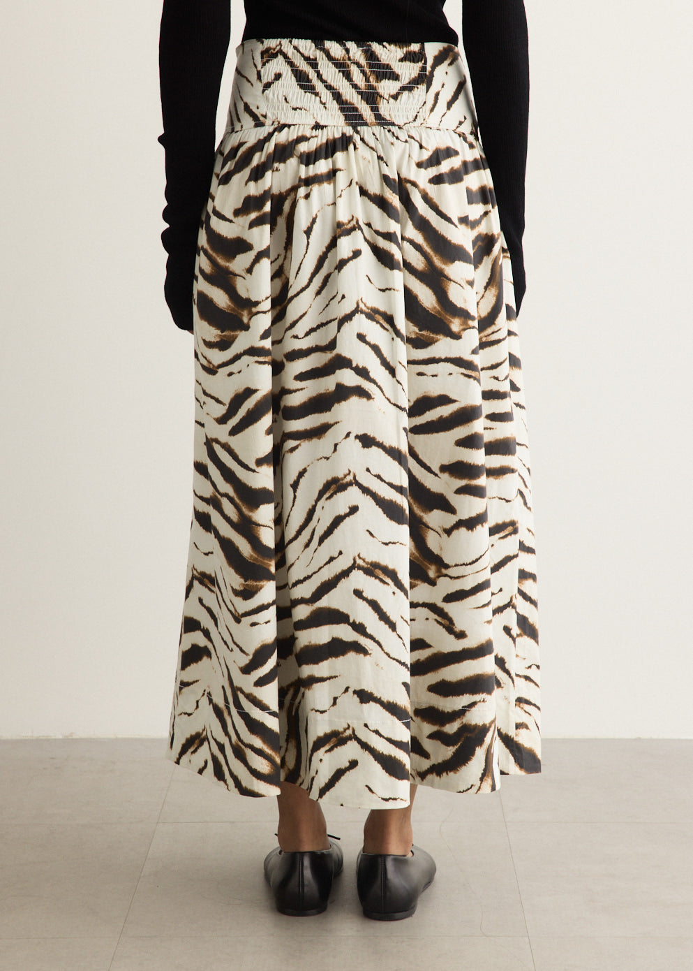 Printed Stretch Cotton Long Skirt