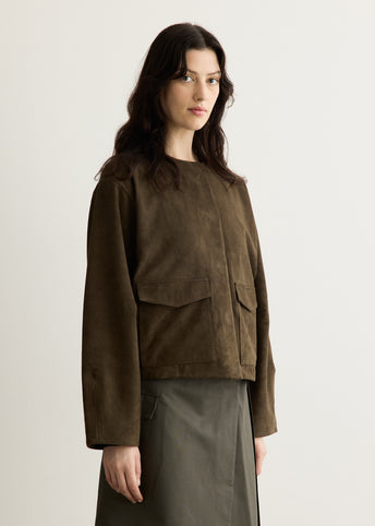 Suede Utility Cocoon Bomber