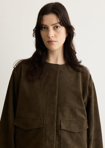 Suede Utility Cocoon Bomber