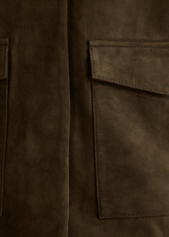 Suede Utility Cocoon Bomber