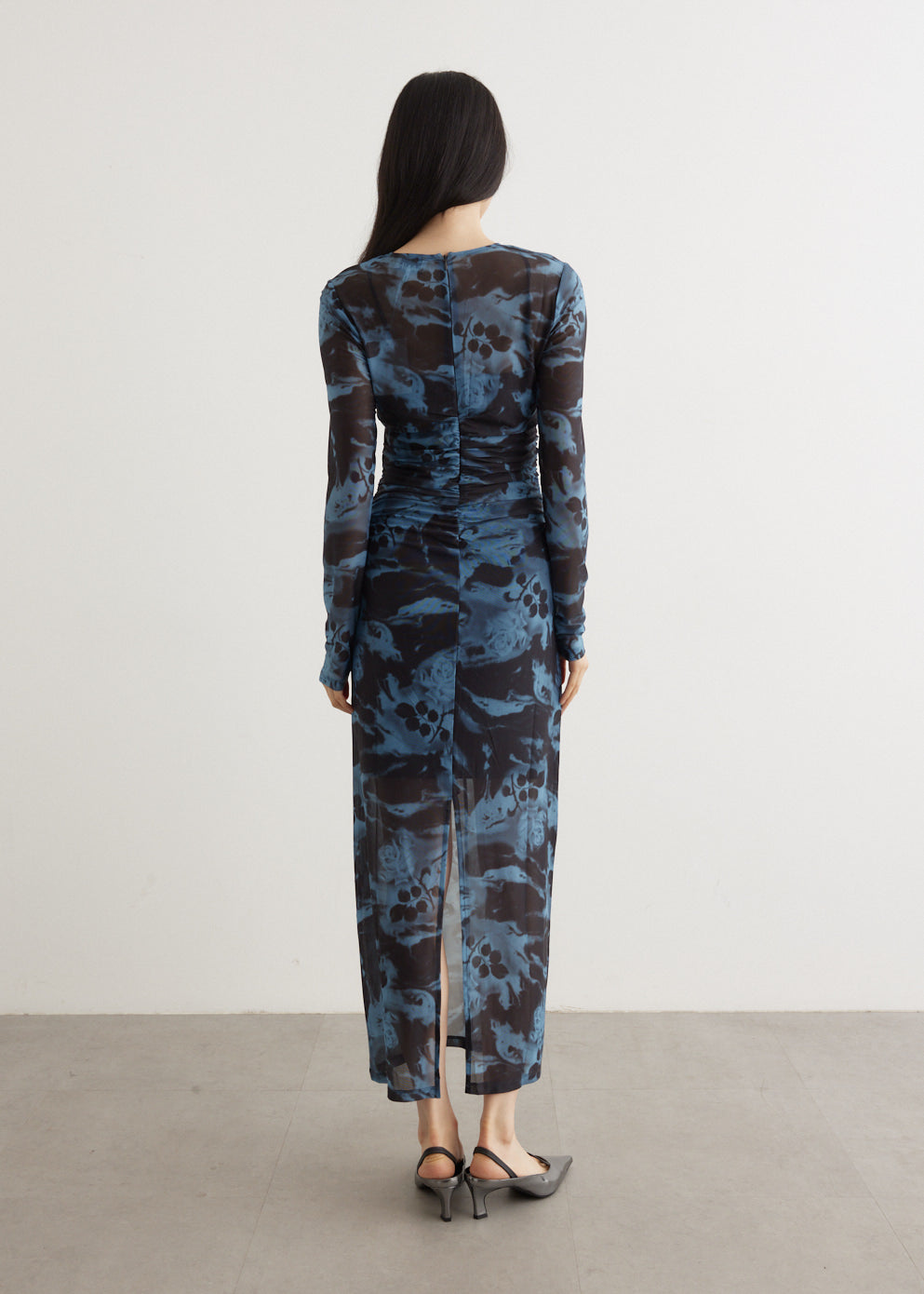 Ganni printed mesh maxi dress on sale