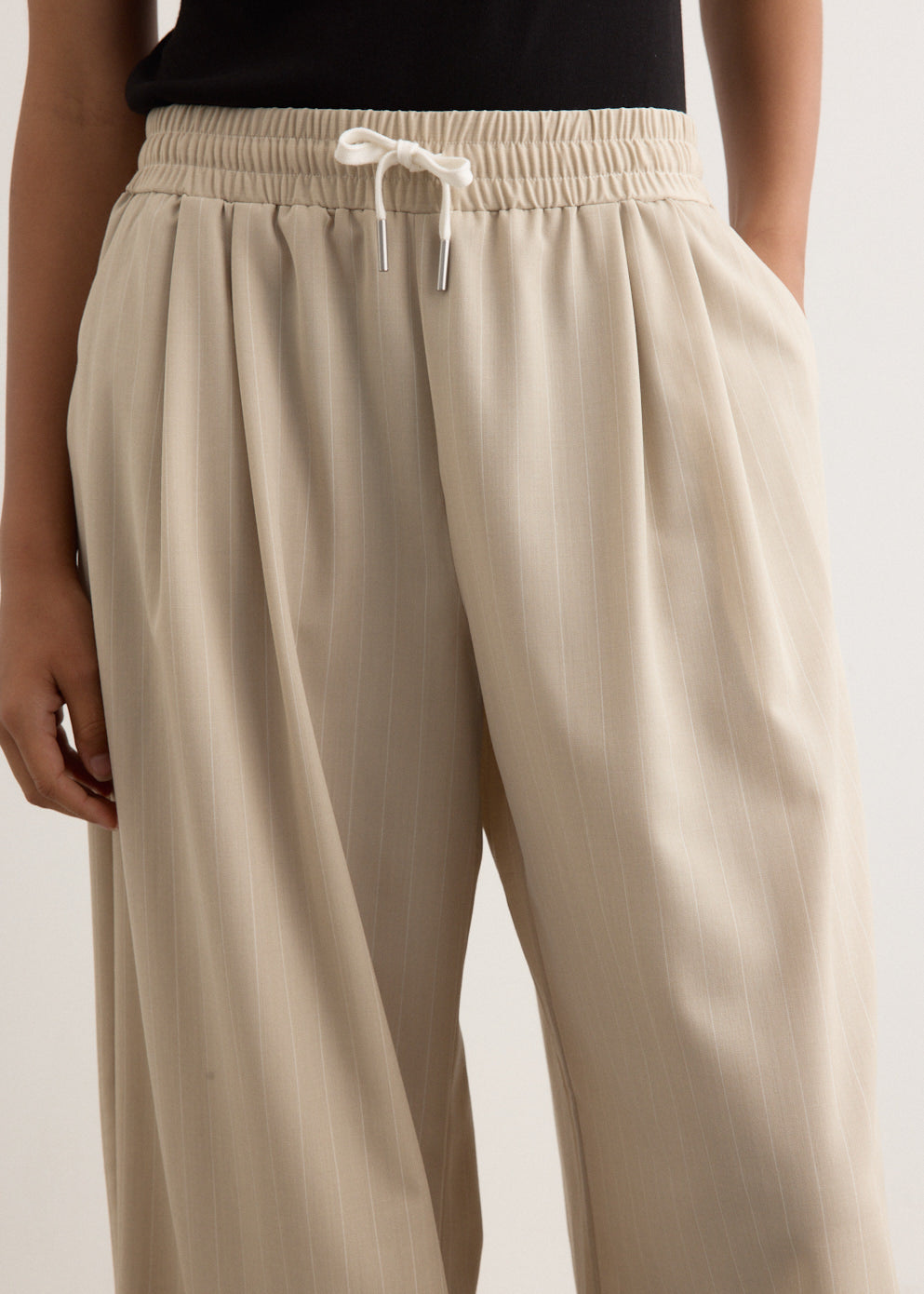 Pinstripe Wool Drawstring Pants