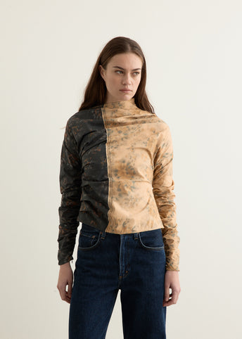 Printed Stretch Cotton Ruched Top