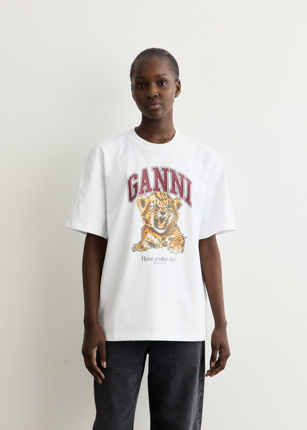 White Beaded Tiger T-Shirt