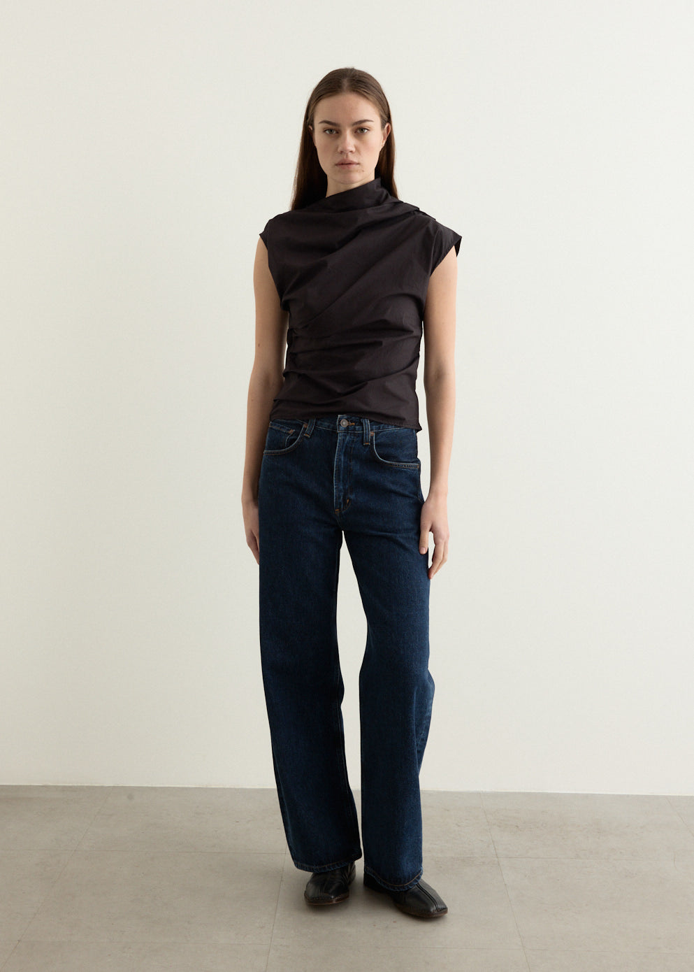 Stretch Cotton Ruched Top