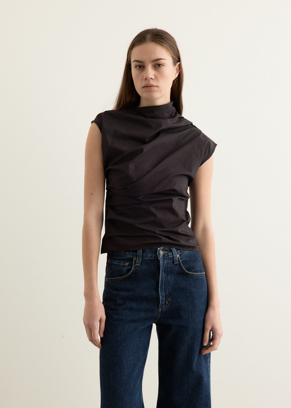 Stretch Cotton Ruched Top