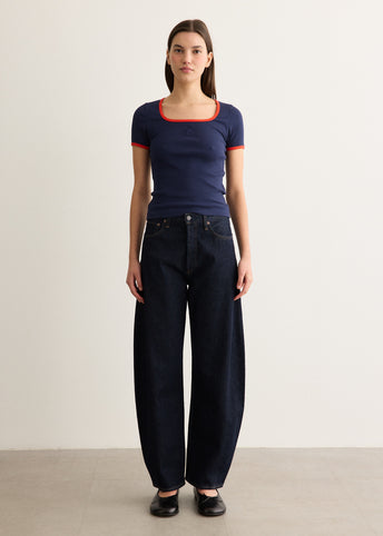 Moon Logo Bicolour Ribbed Jersey