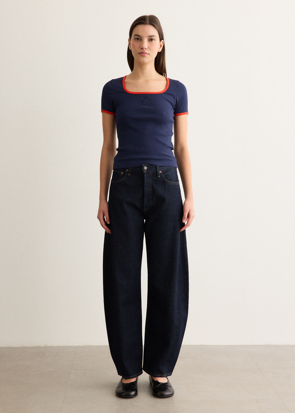 Moon Logo Bicolour Ribbed Jersey