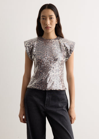 Printed Stretch Sequins Blouse