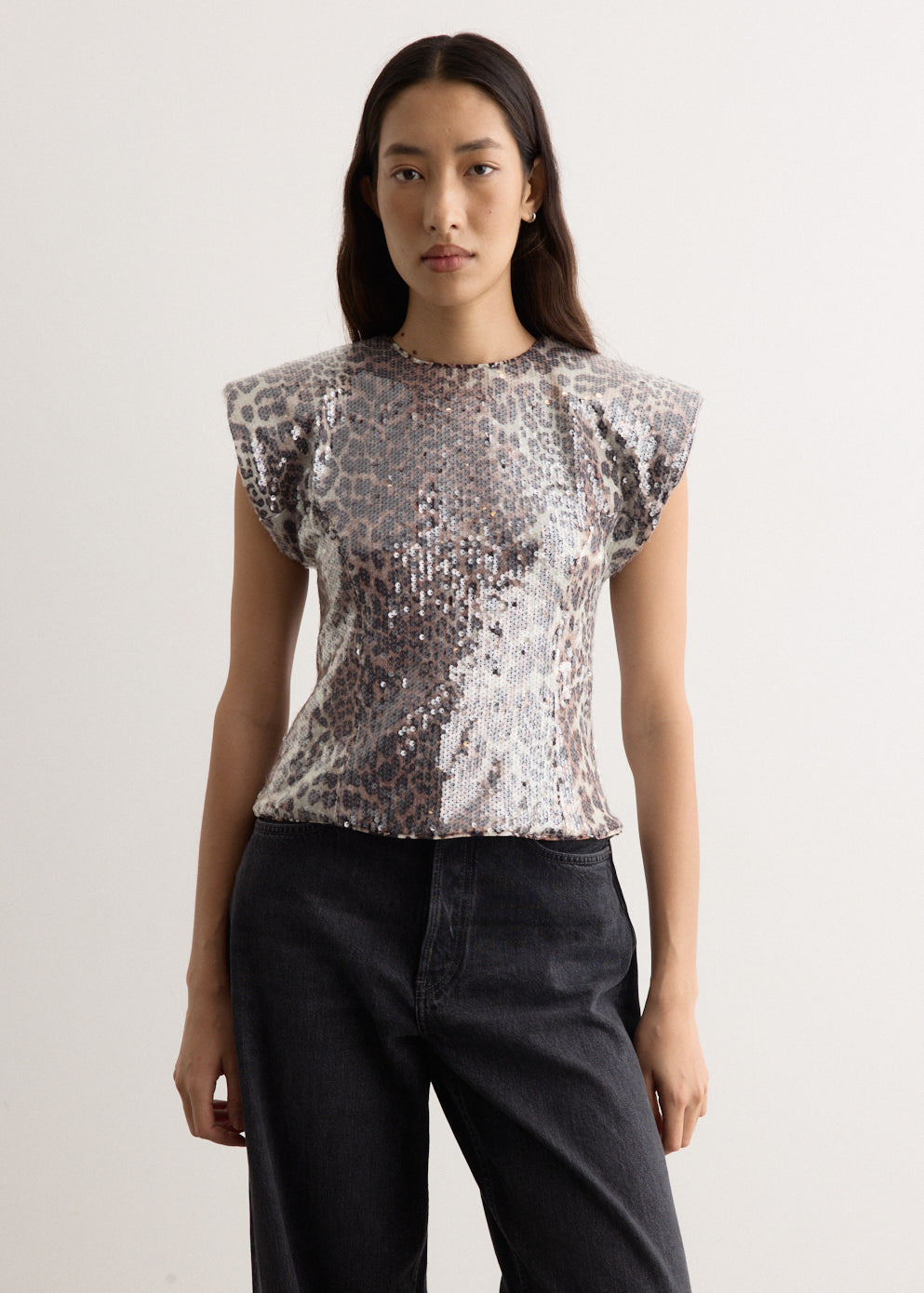 Printed Stretch Sequins Blouse