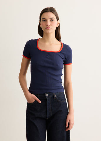 Moon Logo Bicolour Ribbed Jersey