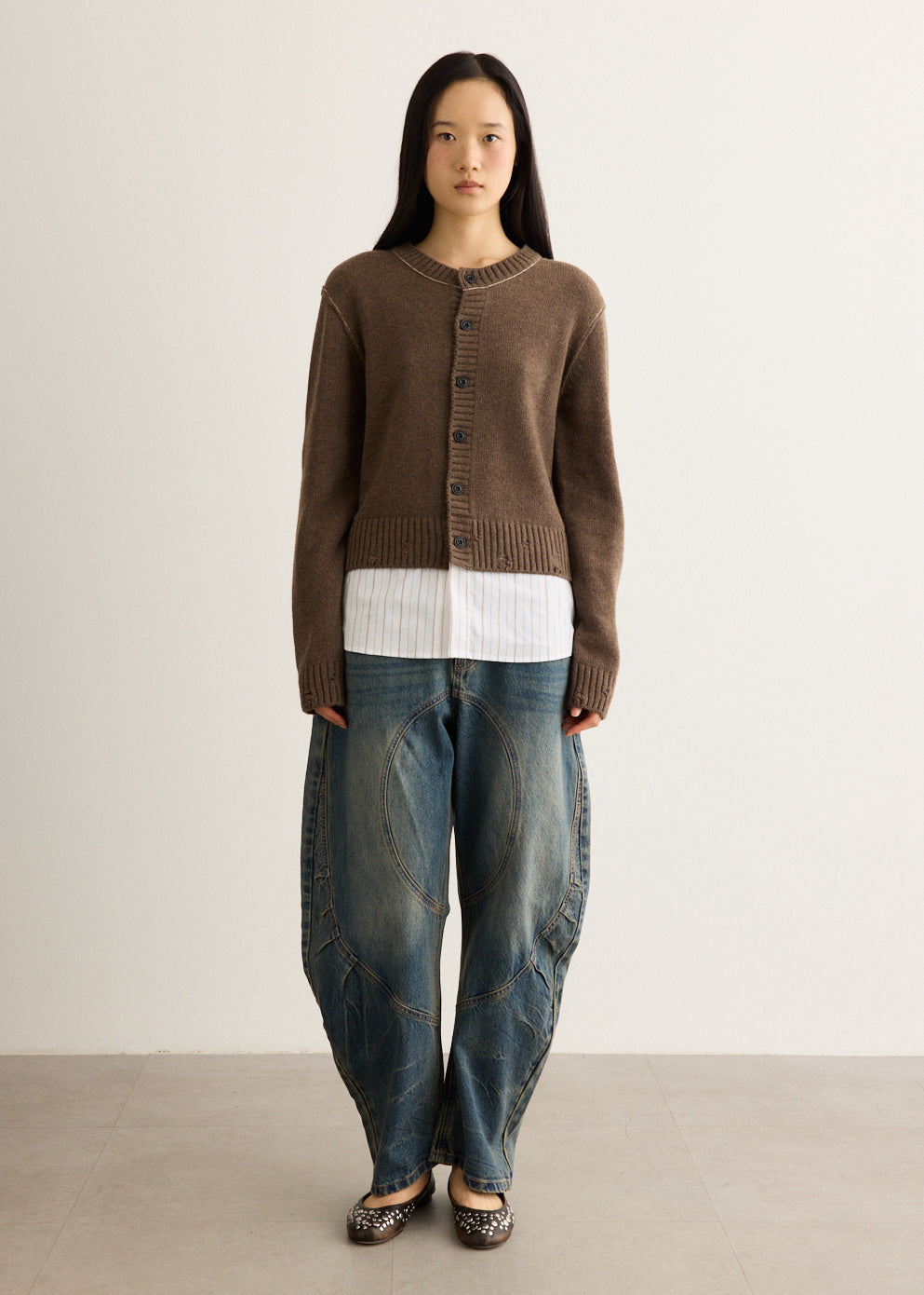 Shirt Layered Cardigan