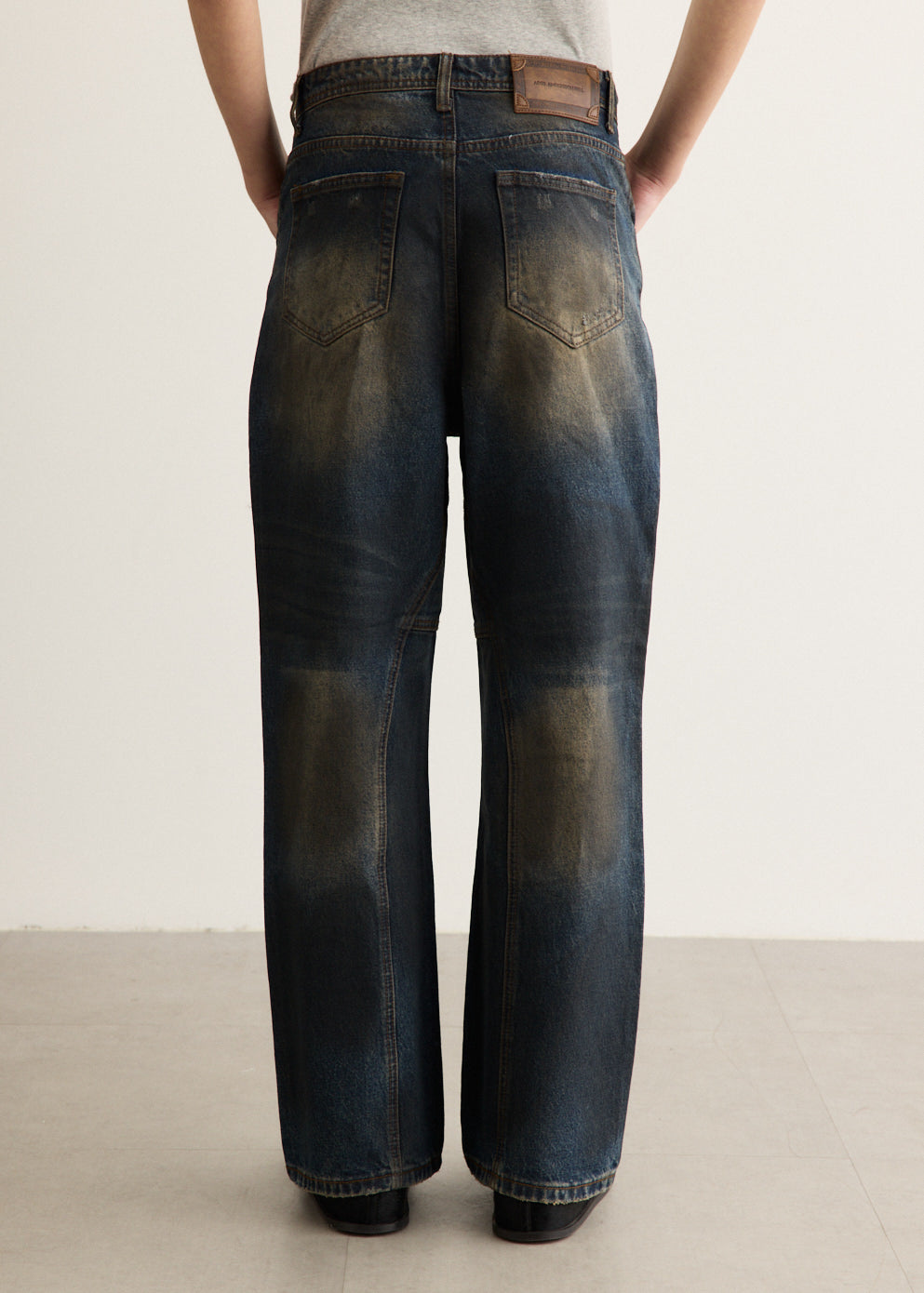 Unisex Coated Wide-Leg Jeans
