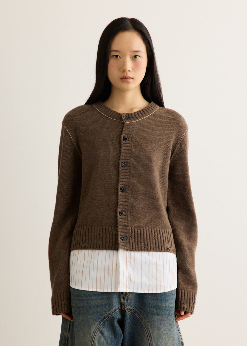 Shirt Layered Cardigan