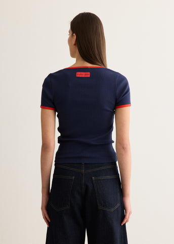 Moon Logo Bicolour Ribbed Jersey