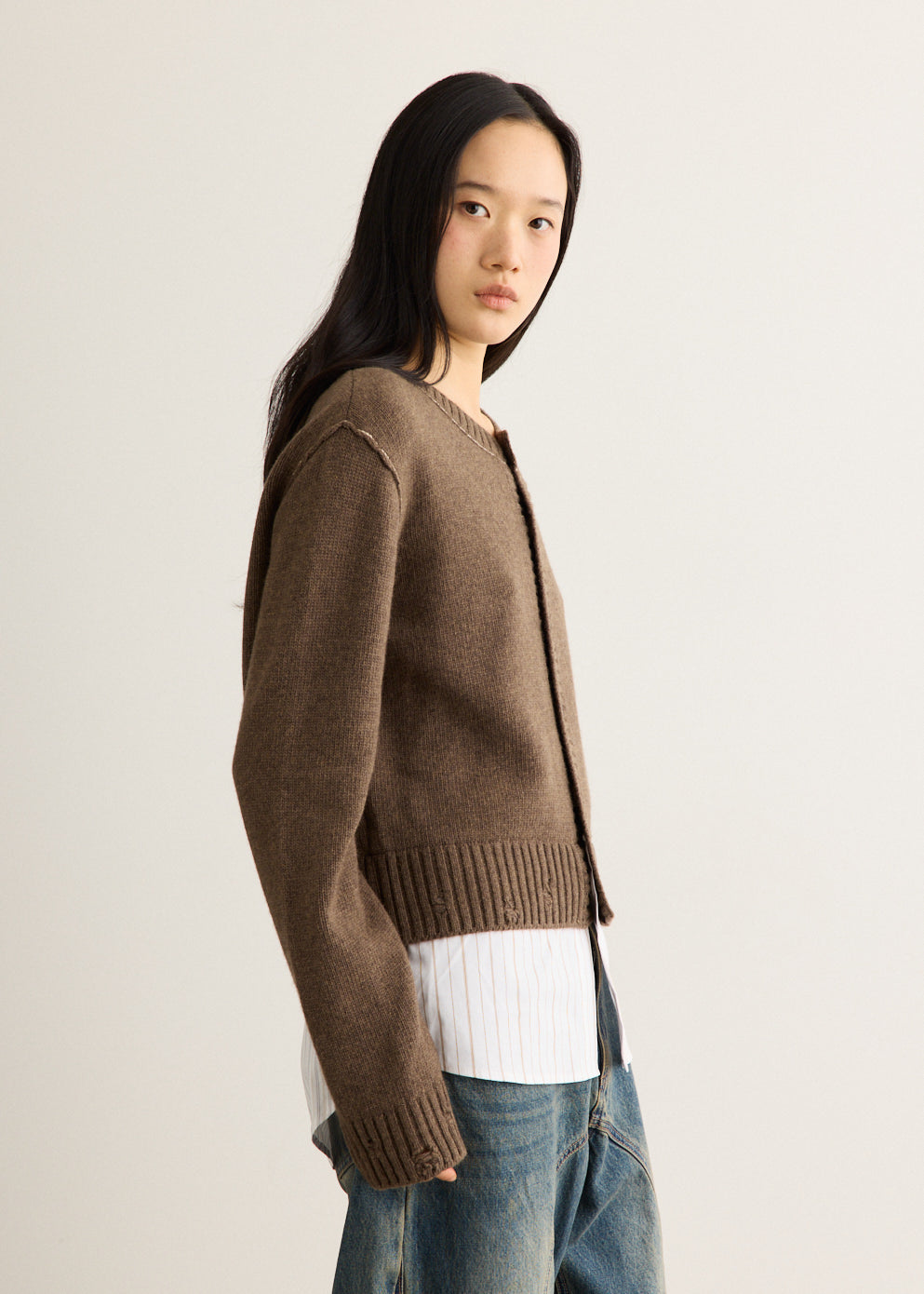 Shirt Layered Cardigan