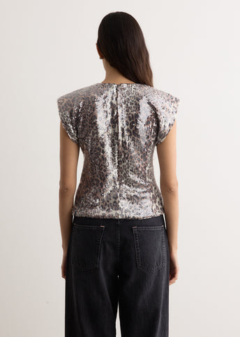 Printed Stretch Sequins Blouse