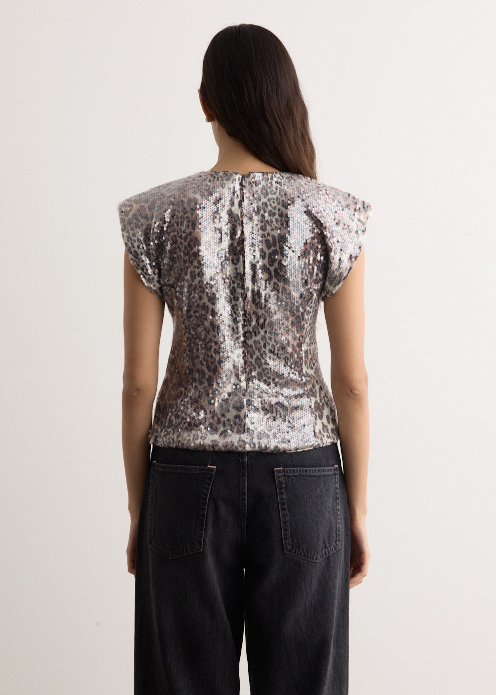 Printed Stretch Sequins Blouse