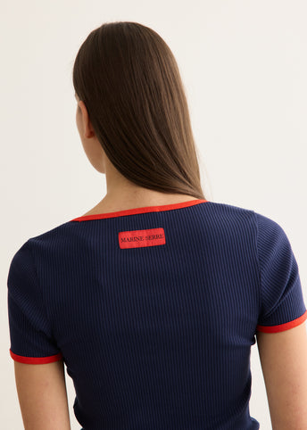 Moon Logo Bicolour Ribbed Jersey