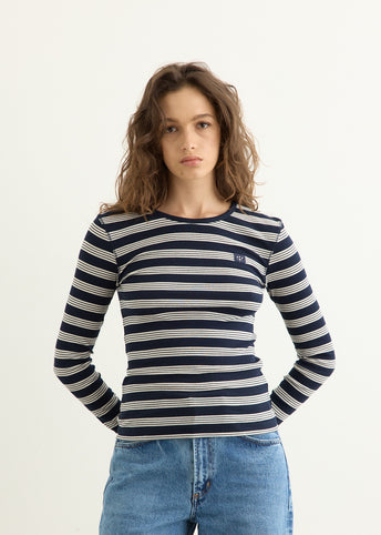 Soft Cotton Stripe Rib Longsleeve Top