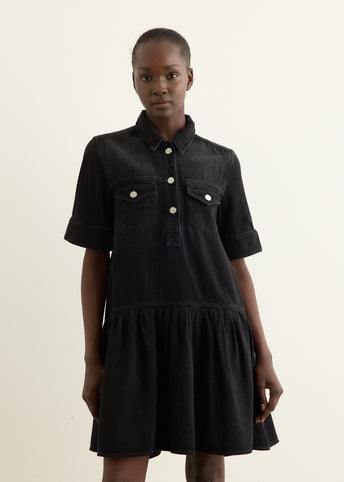 Soft Rigid Denim Mini Dress