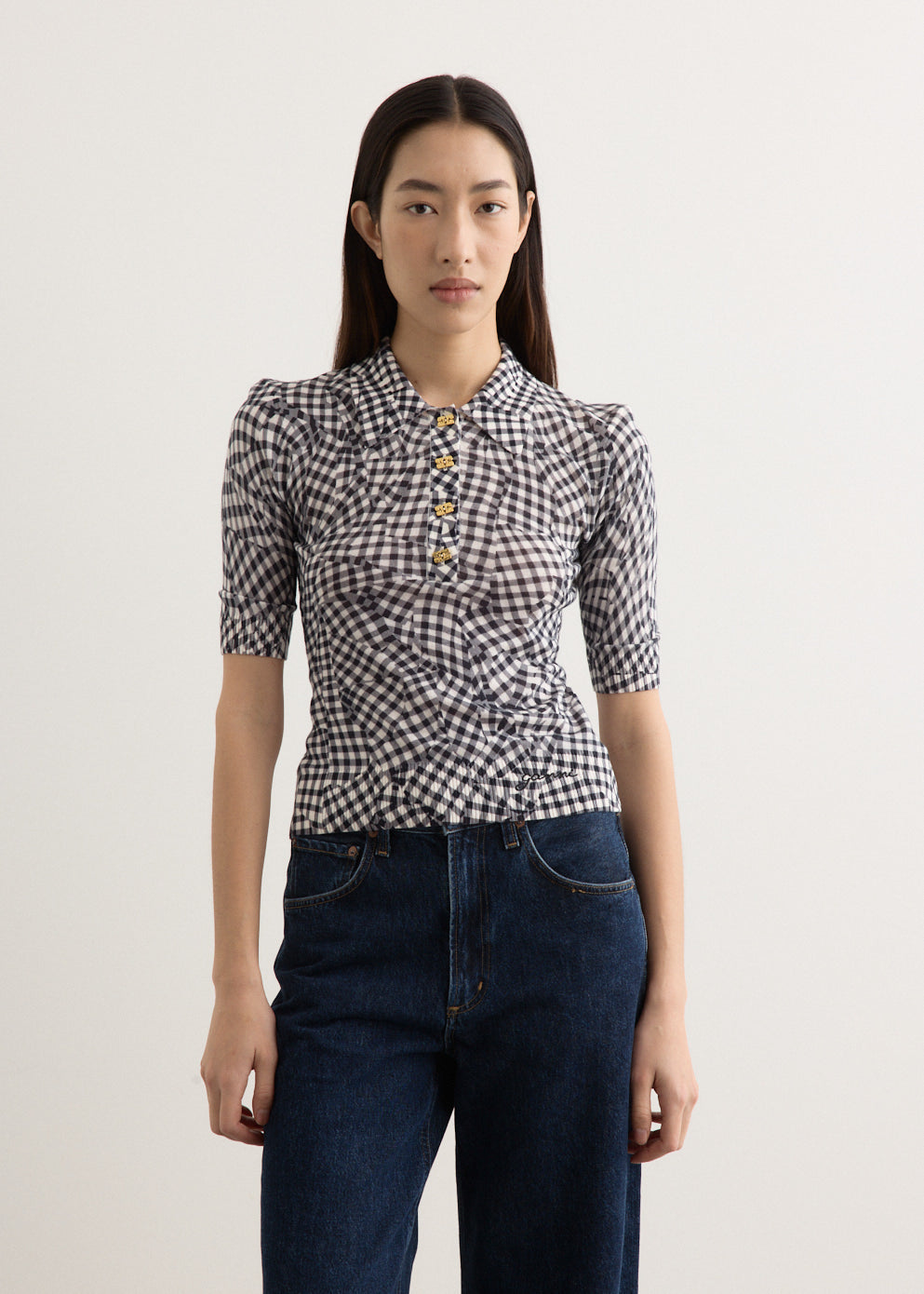 Sheer Cotton Printed Polo