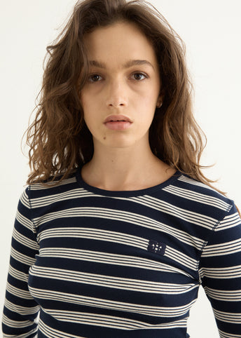 Soft Cotton Stripe Rib Longsleeve Top
