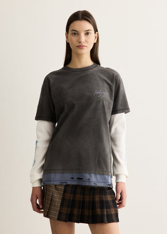 Distress Layered Long Sleeve T-Shirt