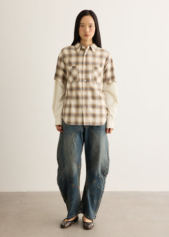 Sleeve Layered Check Shirt