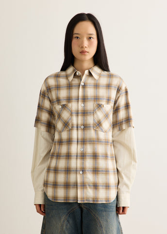 Sleeve Layered Check Shirt