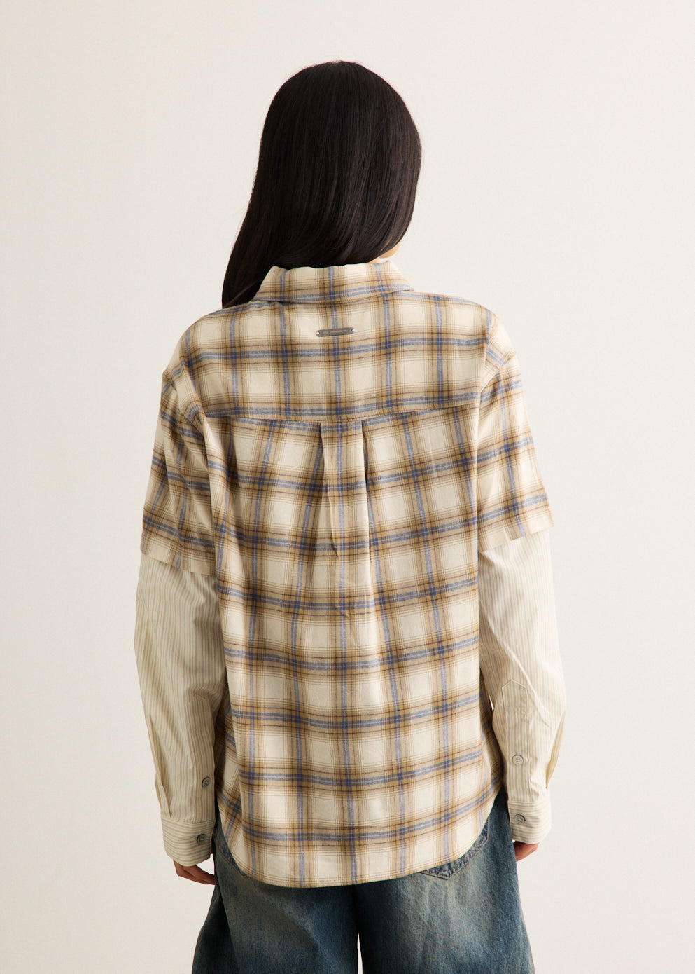 Sleeve Layered Check Shirt