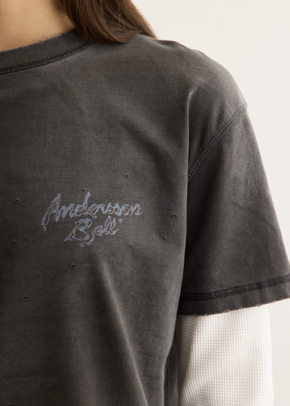 Distress Layered Long Sleeve T-Shirt