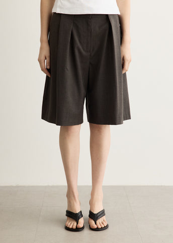 Wool Pleat Loop Shorts
