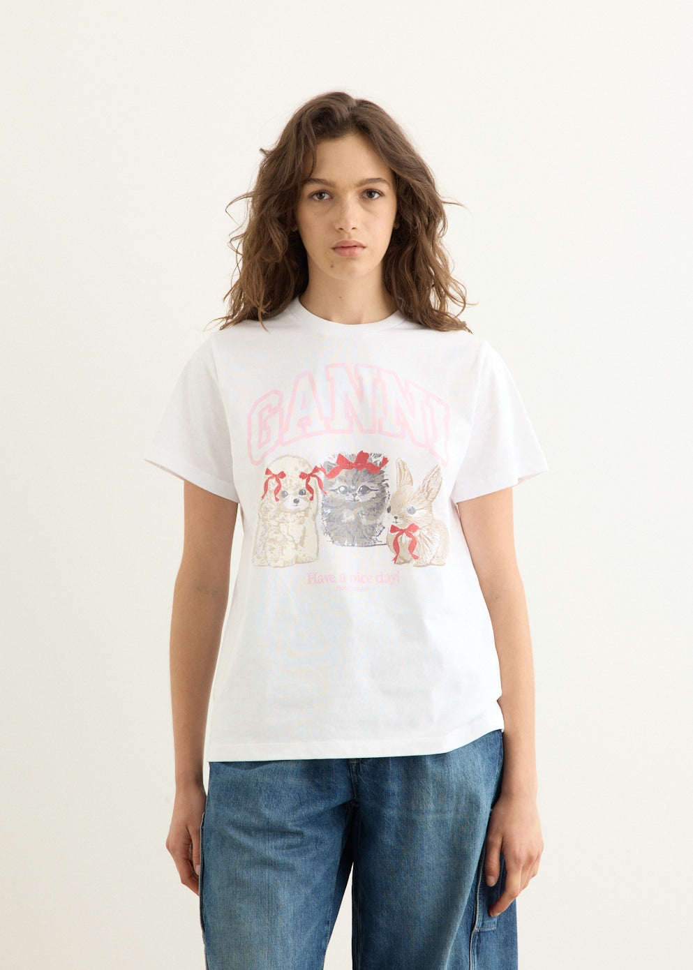 Basic Cotton Jersey Cute Animals T-Shirt