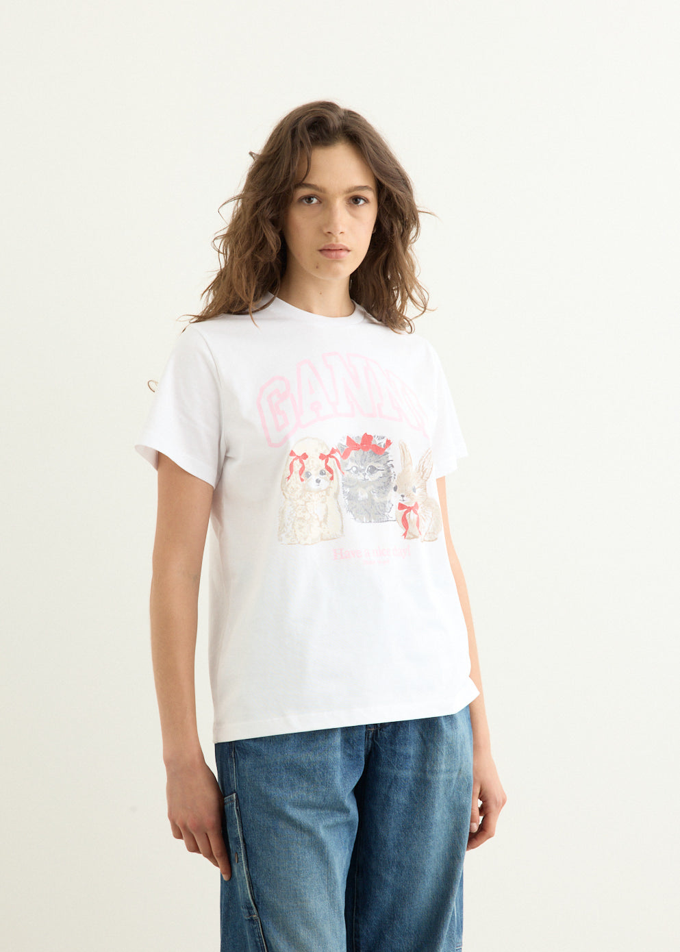 Basic Cotton Jersey Cute Animals T-Shirt